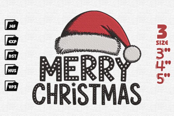 Merry Christmas Embroidery Santa Style