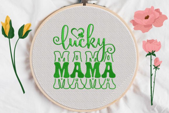 Patricks Day Heart MAMA Lucky Embroidery