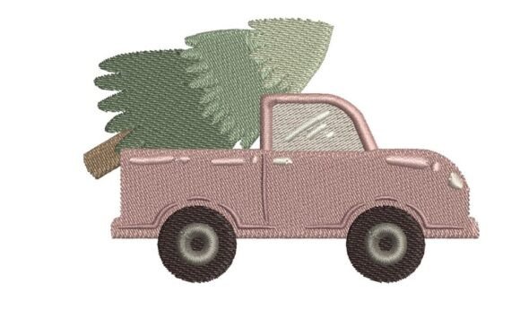 Pink Christmas Truck with Tree Embroidery Review