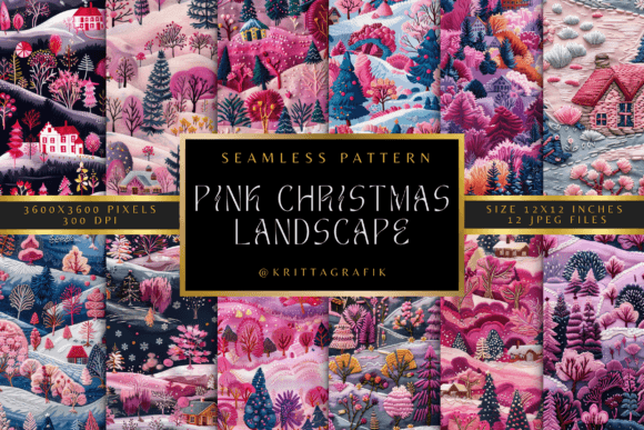 Review: Embroidery Digital Paper Pink Christmas