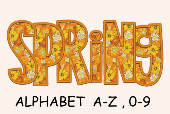 Spring Orange Flower Alphabet Embroidery